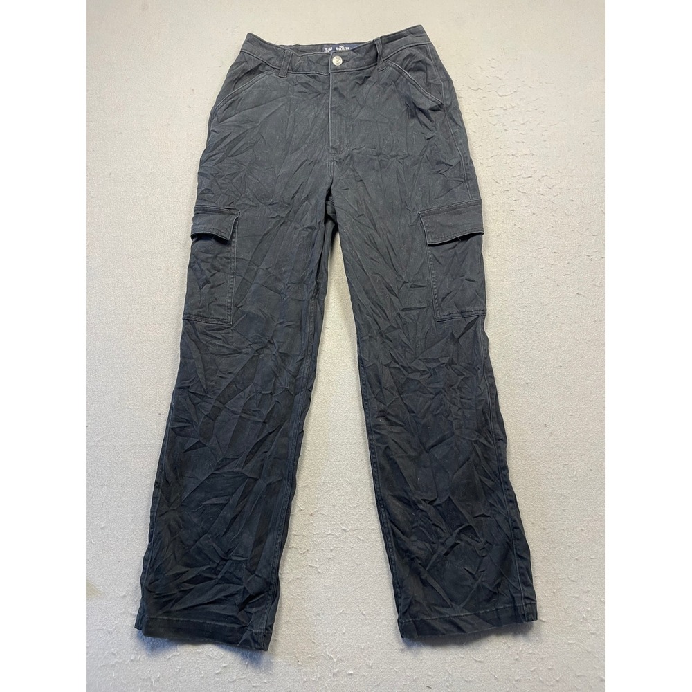 Hollister Ultra High-Rise Dad Pants Cotton Blend Black 7R/W28R Womens